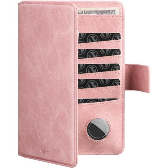 Passport Wallet Compatible with Airtag Holder RFID Blocking Pink
